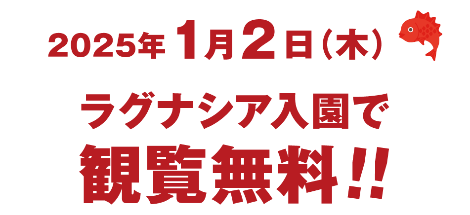 2025年1月2日（木）ラグナシア入園で観覧無料！！